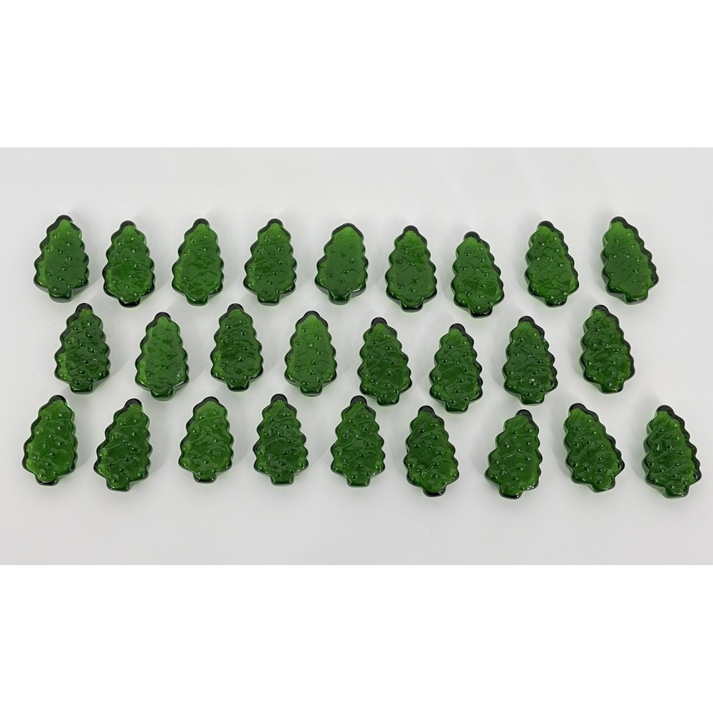 Green Glass Hard Candies Christmas Trees Lot of 26 Rare Bowl Vase Fillers